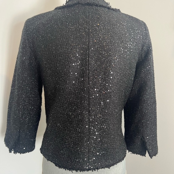 MICHAEL KORS BLACK SEQUIN BLAZER (SIZE: 6) - Picture 4 of 5